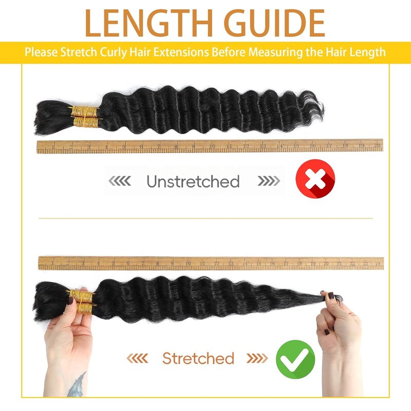 Human Braiding Hair - 18 Inch Natural Black Deep Wave Bulk | 2 Bundles 100g Virgin Curly for Boho Knotless Braids