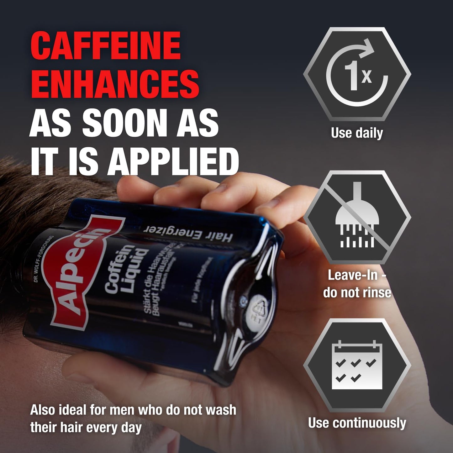 Alpecin After Shampoo Caffeine Liquid 6.76 fl oz (Pack of 3) I Topical Solution for Men's Thinning Hair I Promotes Natural Hair Growth I Sulfate Free with Concentrated Caffeine