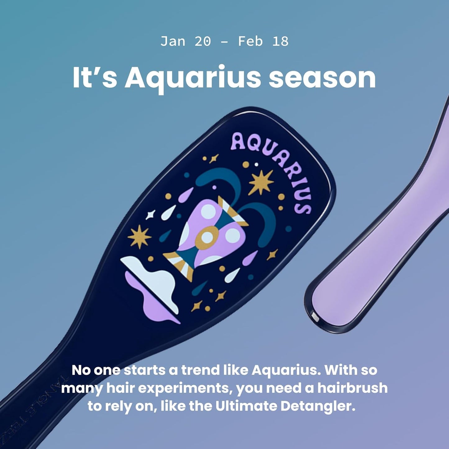 Zodiac Ultimate Detangler Hairbrush - Eliminates Knots & Reduces Breakage for All Hair Types | Aquarius