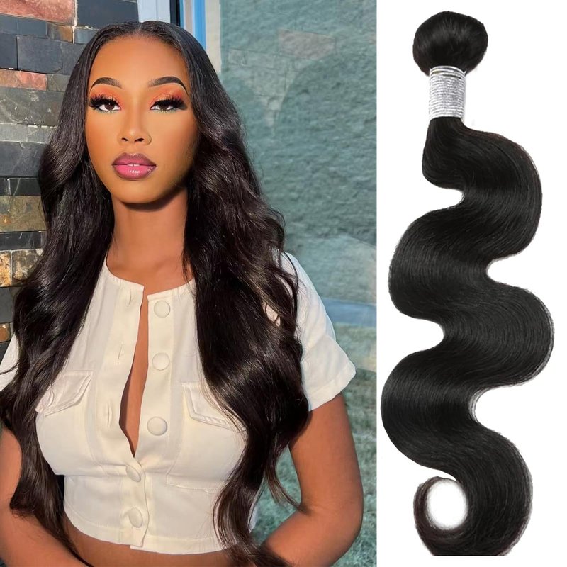 EclatWigs 12A Unprocessed Brazilian Human Hair Body Wave Bundles 1 Bundle 22 Inch Natural Black Soft Smooth Double Weft Quick Weft Hair Extensions for Women