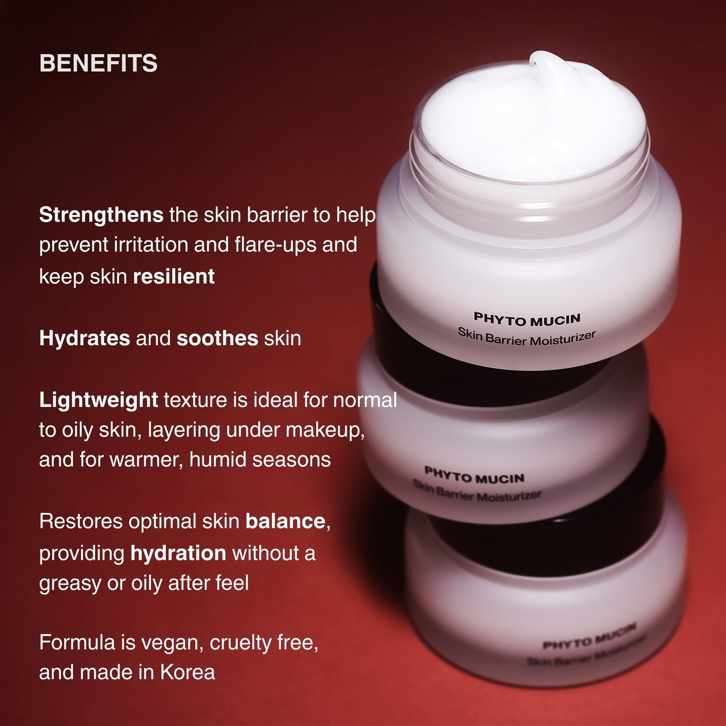 Knours. Korean Phyto Mucin Skin Barrier Repair Cream – Lightweight 6 Ceramide Gel Moisturizer for Oily, Sensitive & Acne Prone Skin, Certified Vegan & Natural, Fragrance Free, 50ml / 1.69 fl oz