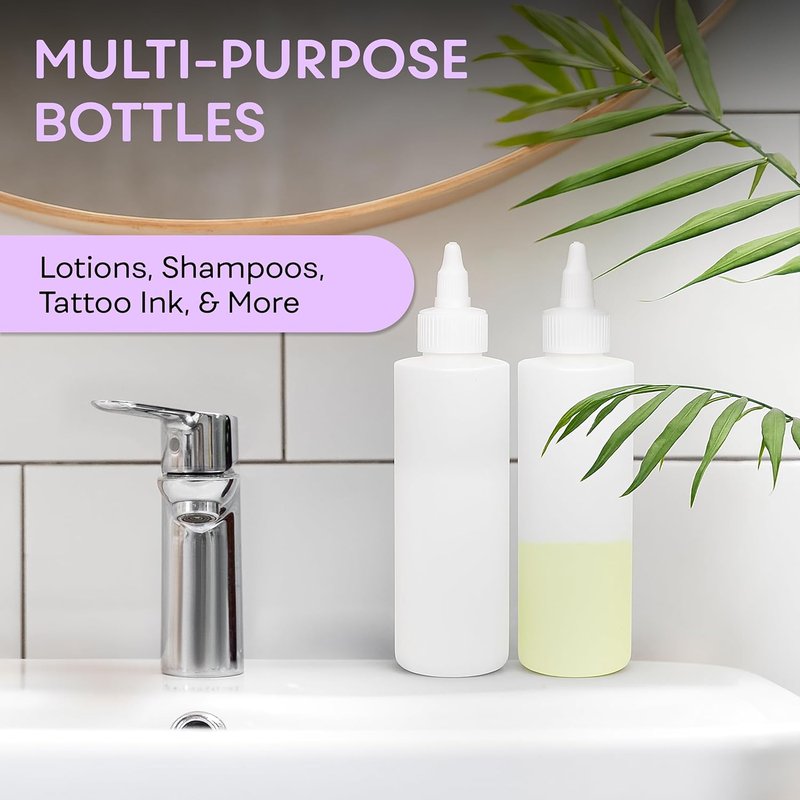 Twist Top Applicator Bottles - 8 Oz Refillable Squeeze Plastic | Hair Coloring & Multi-Purpose (Pack of 2)
