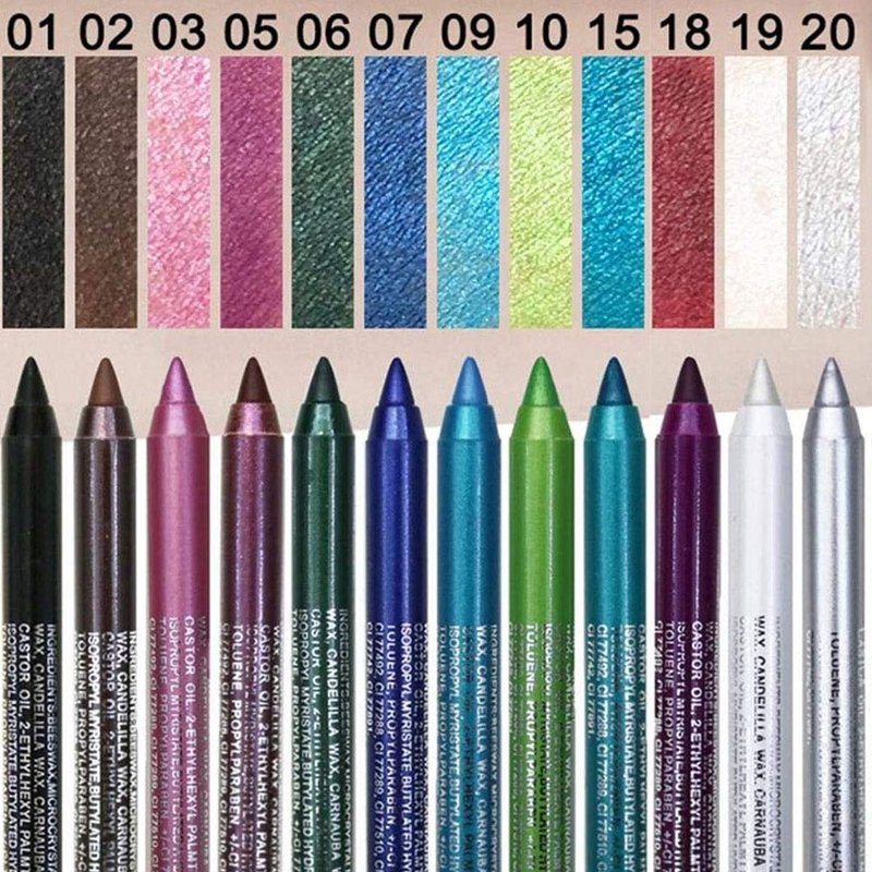 Waterproof Eyeliner Pencil - 12 Vibrant Colors | Long-Lasting Matte & Pearlescent Finish