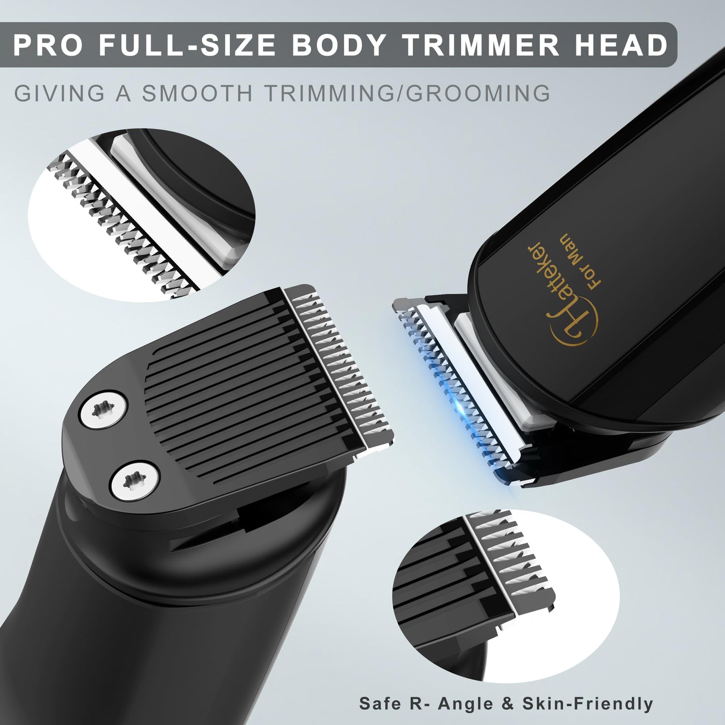 Hatteker Beard Trimmer for Men Mustache Trimmer T-Blade Beard Grooming Kit Hair Clipper Electic Razor Shavers Cordless Waterproof Nose Body Trimmer 8 in 1 Adjustable Speed