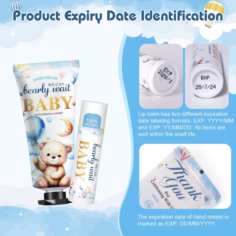 50 Pack Lip Balm and Hand Cream Bulk Gifts Sets, Baby Shower Party Favors and Bridal Shower Favors for Guests with Thank You Card and Organza Gift Bags, Thank You Gifts Bulk, Baby Shower Prizes (Bear)