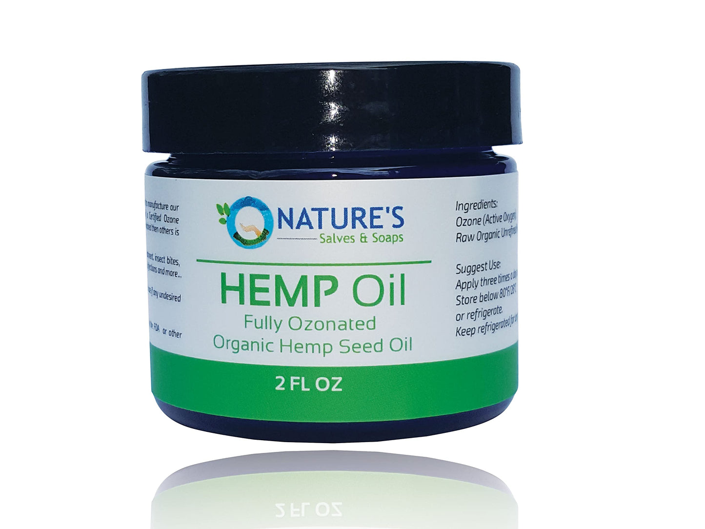 Nature's Salves Fully Ozonated 100% Organic Cold Pressed Unrefined Hemp Seed Oil - 2 Oz