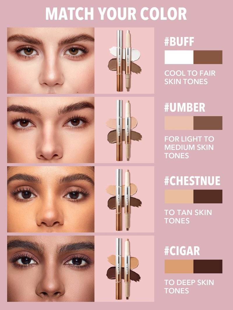 SHEGLAM Fine Line 2-In-1 Nose Contour & Highlight Pen Long Lasting Waterproof Cream Bronzer & Highlight Sticks-Buff