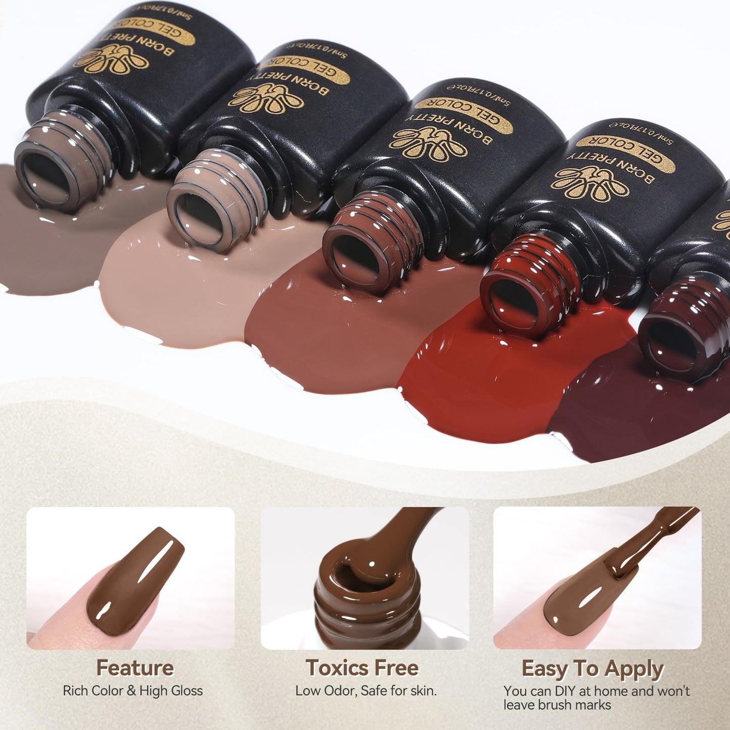 Born Pretty Fall Winter Gel Nail Polish Set Autumn Gel Polish Orange Pumpkin Cozy Campfire Brown Caramel Burgundy Wine Red Green Coffee Gel Nail Polish Fall Colors Collection 39PCS