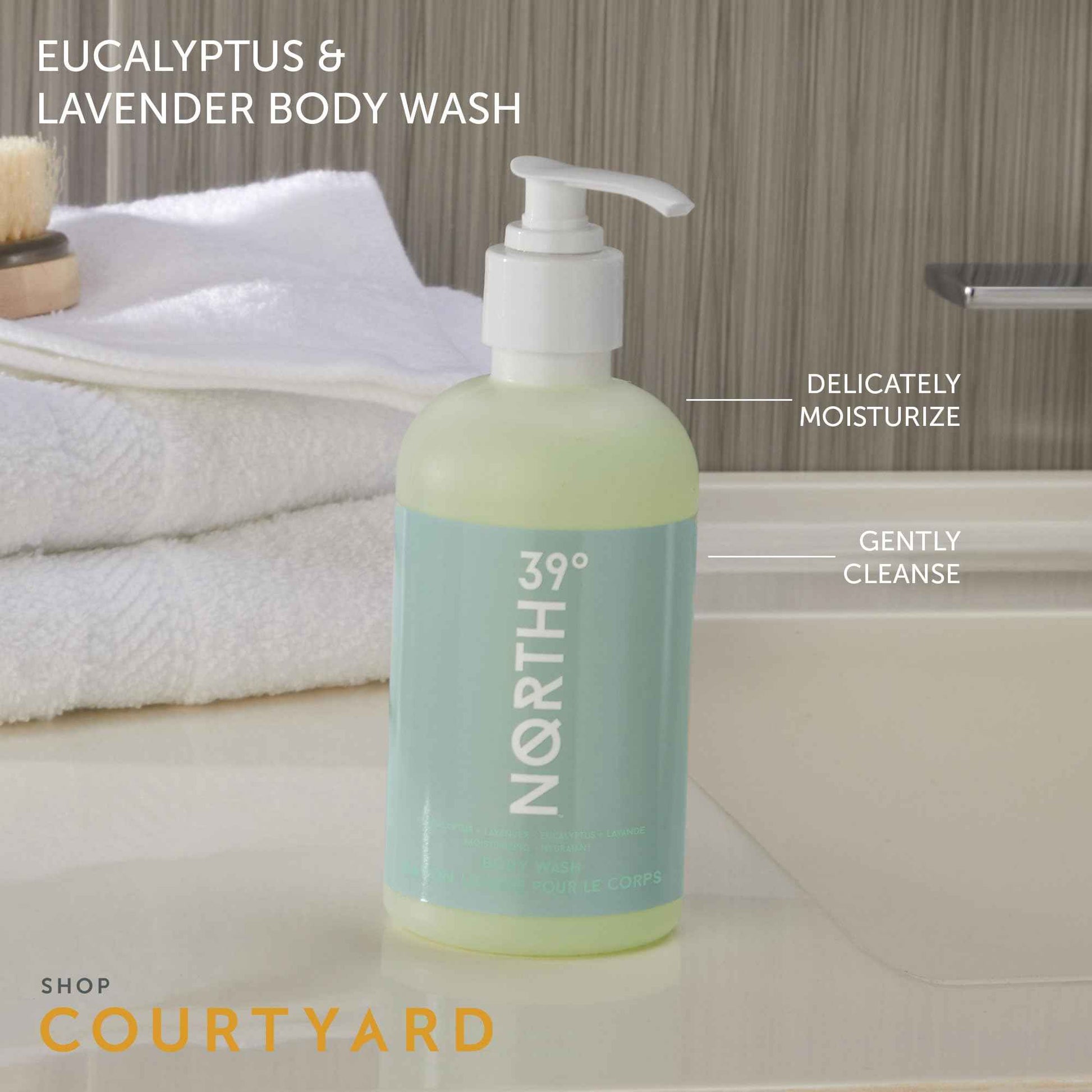 39° North Body Wash - Eucalyptus & Lavender Scent - Featured in Courtyard by Marriott and Residence Inn Hotels - Cleansing & Moisturizing - All Natural Body Wash - 8.5oz