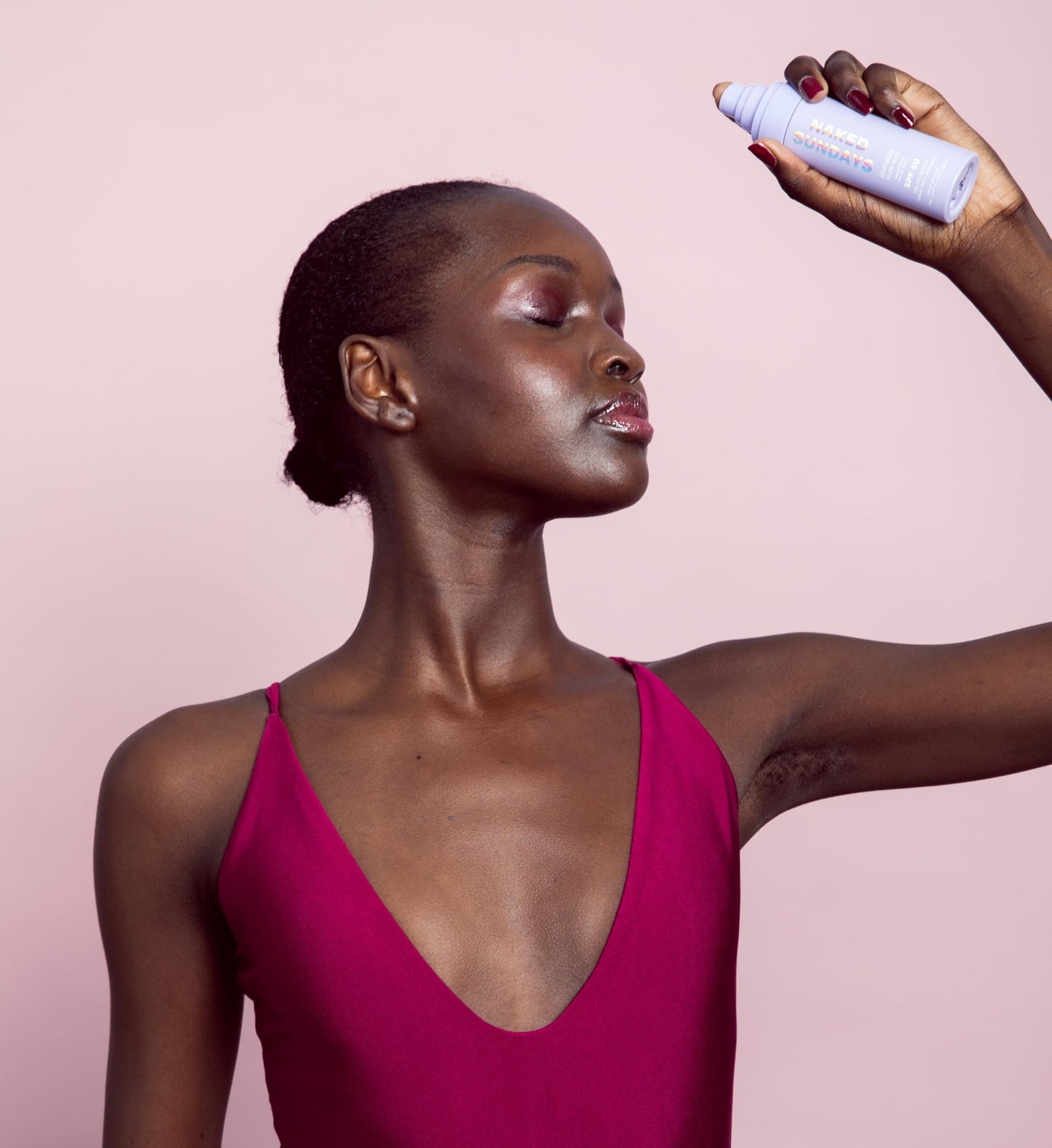 Naked Sundays SPF 50 Hydrating Glow Sunscreen Mist for Face, SPF Setting Spray with Hyaluronic Acid, Makeup Setting Spray, Lightweight, Non-Greasy Hydration, 75ml