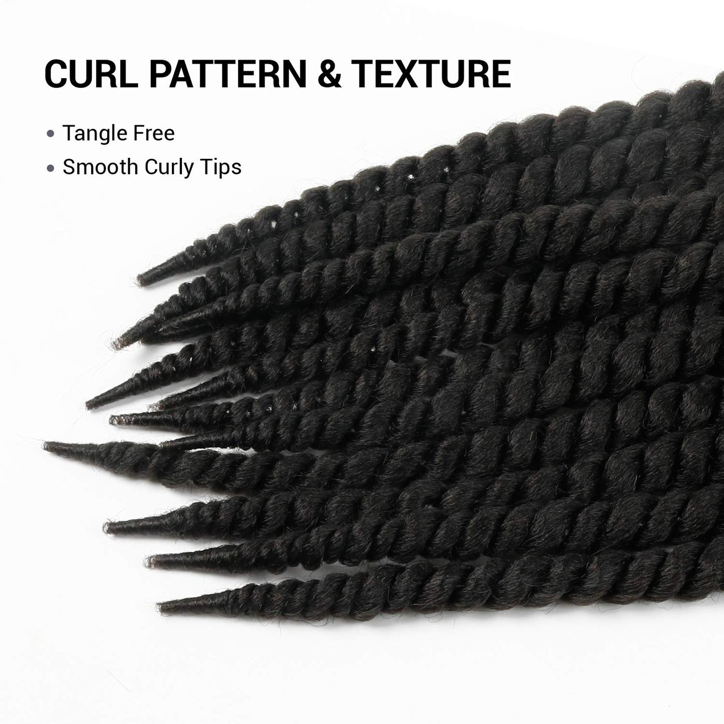 AU-THEN-TIC Jumbo Senegalese Twist Crochet Hair, 24 Inch, 6 Pack, Synthetic Extensions for Havana and Mambo Twist Styles, (1B, Off Black)