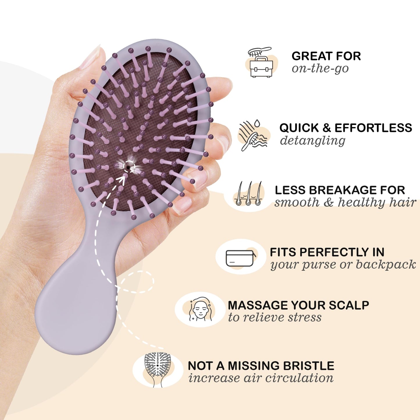 Bituemly 10Pcs Mini Hair Brush, Travel Detangling Brush for Girls Boys Kids Women Men, Pocket Small Hairbrush for Thick Curly Thin Long Short Wet or Dry Hair No Tangle