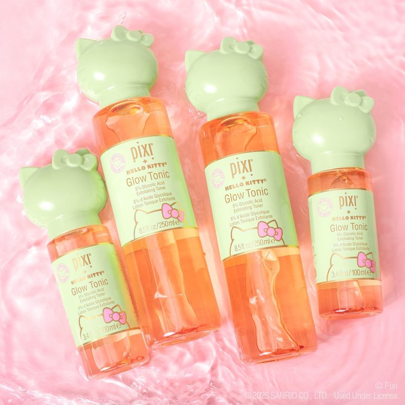 Pixi+ Glow Tonic with Hello Kitty - Exfoliating Toner for Radiant Skin | 250 ml / 8.5 fl oz