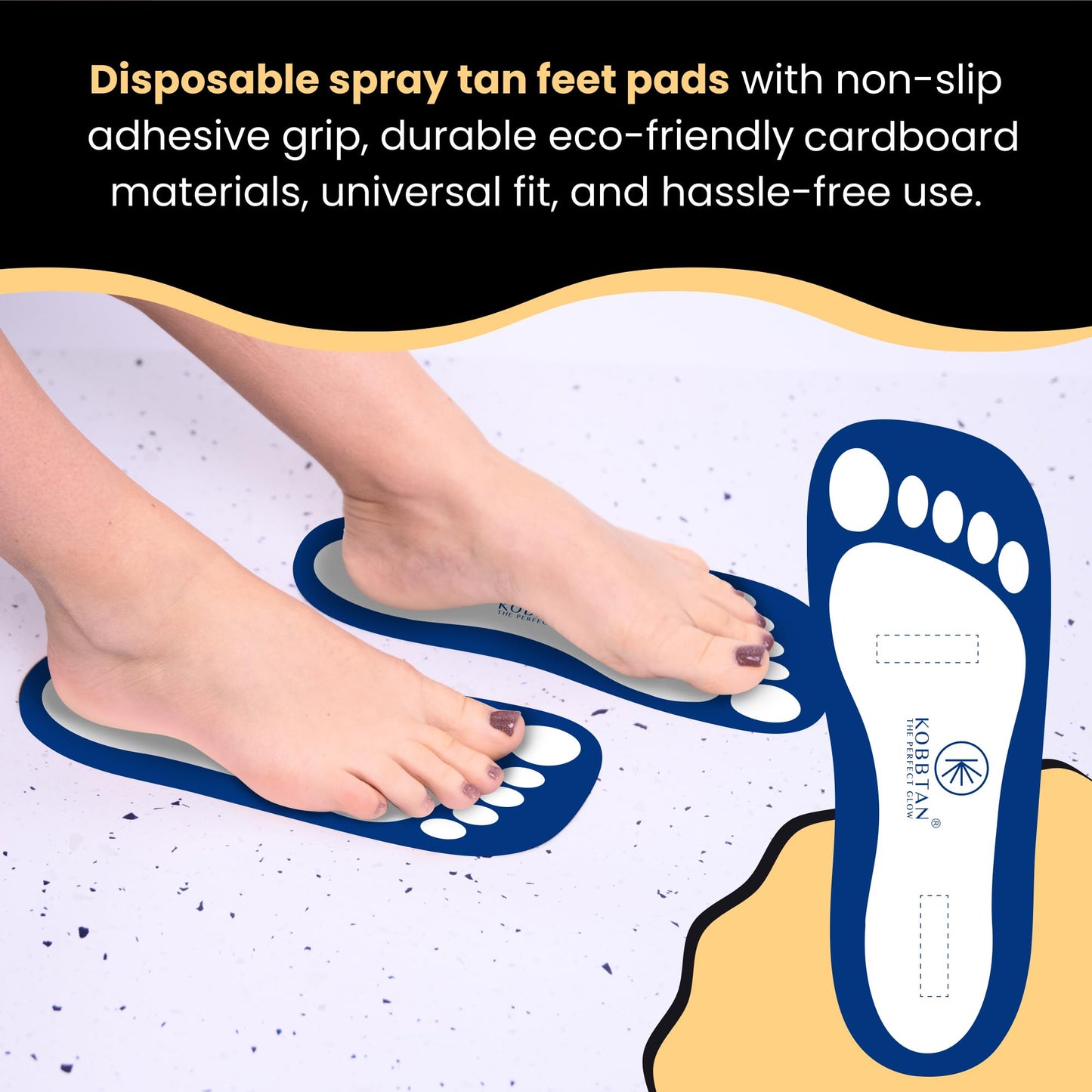 KobbTan 120Pairs Spray Tan Feet Pads Disposable & Economic for Spray tanning,Use in Tanning booth,Sunless Tanning at Home or Beauty Salon-Non Slip-Comfortable-Hygienic-Ultra Bronzing ((Blue))