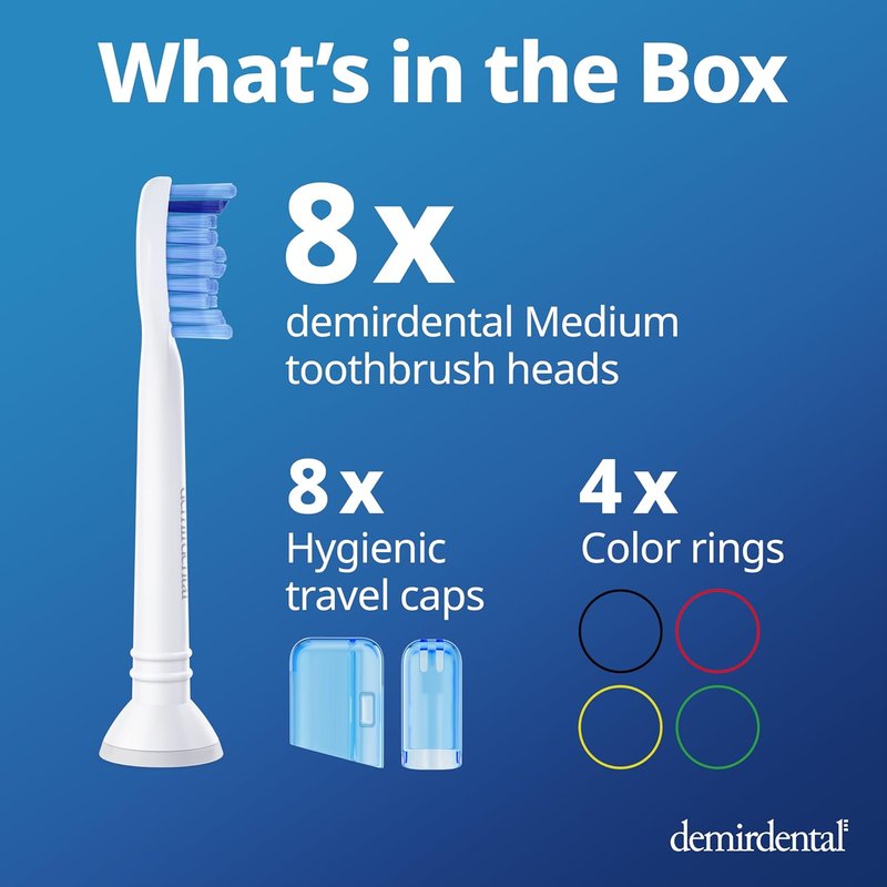 Philips Sonicare Replacement Heads - Medium Toothbrush Heads | 8 Pack, Compatible with HX6015/03
