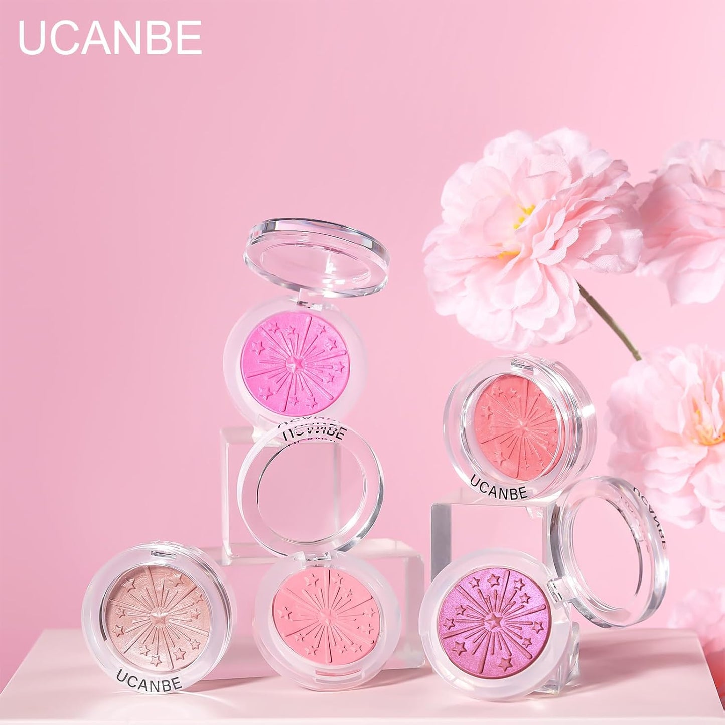 UCANBE Baked Blush Palette - Silky Blendable Powder for Natural Glow | 03 Peony