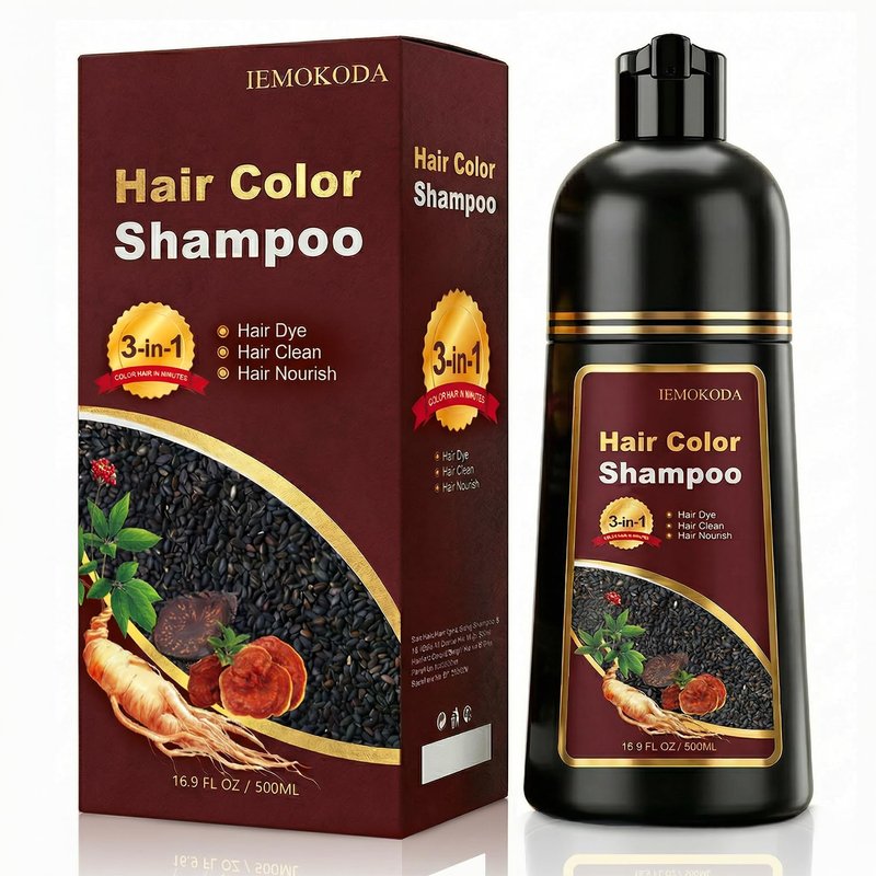 Light Brown Hair Dye Shampoo - 3-in-1 Color Treatment for Gray Coverage | Quick Natural Brown Tint