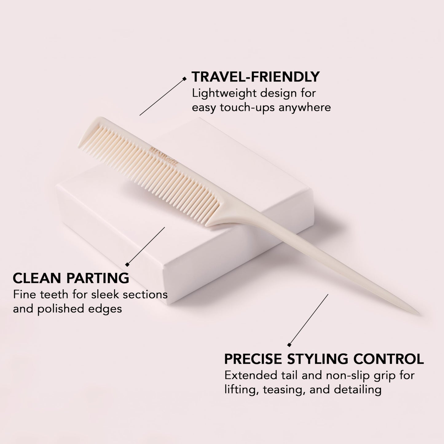 The Hair Edit Section & Style Rat Tail Comb, Fine-Tooth Teasing & Sectioning Comb for Precision Parting, Smoothing, Lifting & Creating Sleek Buns, Ponytails, Braids & Updos, Hair Combs for Women