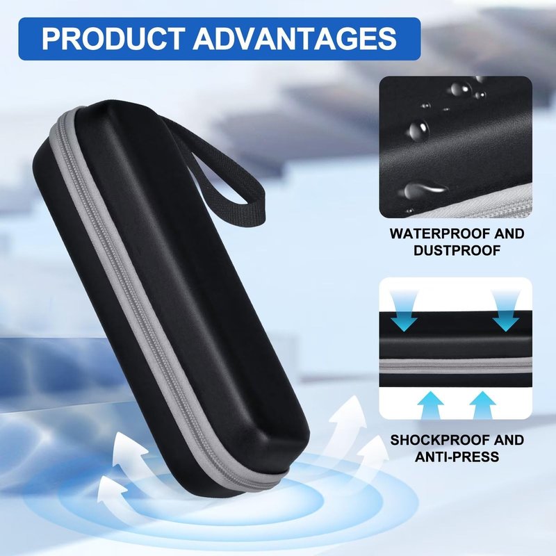 TUNYINSH Travel Case for Oral-B/Oral-B Pro/Phlips Sonicare Electric Toothbrush with 2pcs Toothbrush Heads Cover Cap, Portable Hard Protective Storage Bag with Accessories Storage (Black)