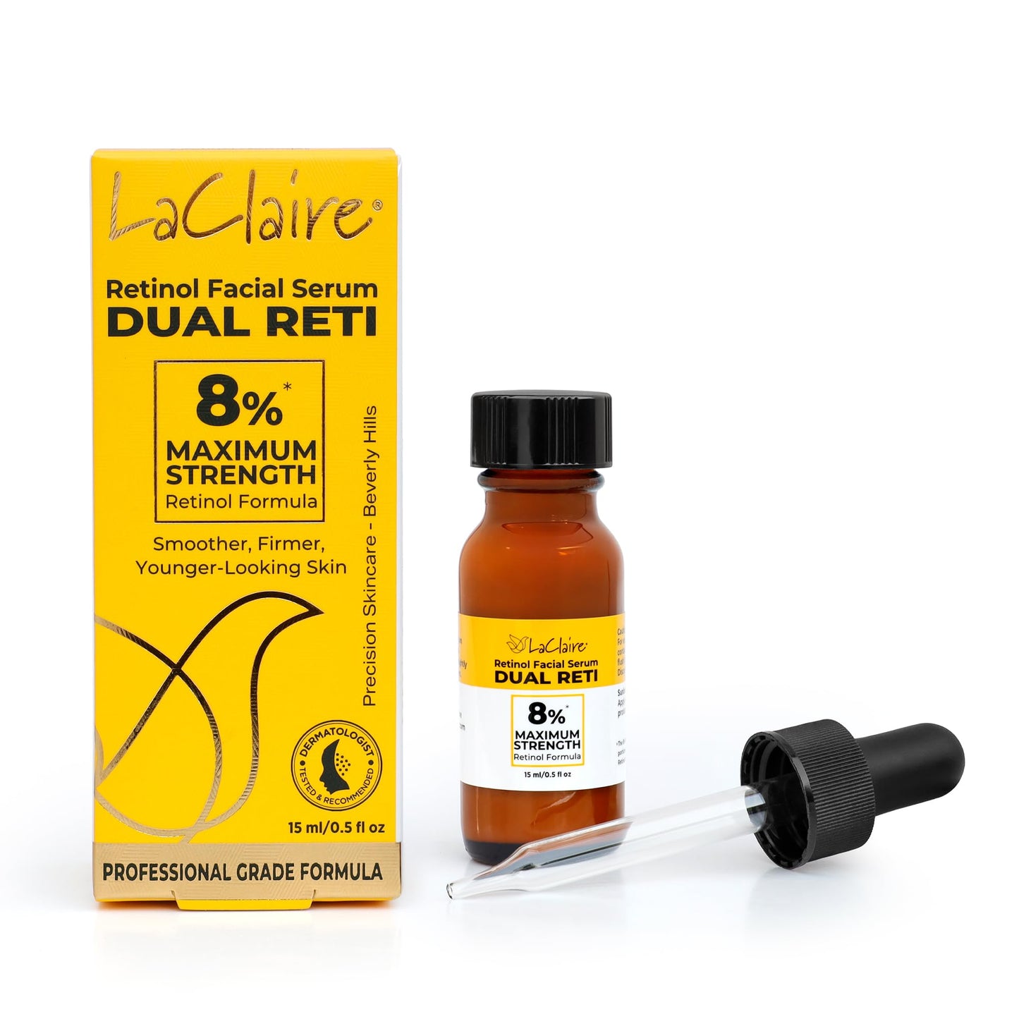 Laclaire Fresh Look, Same Ingredients 8% Complex Retinol Facial Serum – Anti-Aging, Brightening Neck & Facial Serum, Helps Nourish Skin with Lactic Acid, Vitamin A, & Retinyl Palmitate – 15 ml
