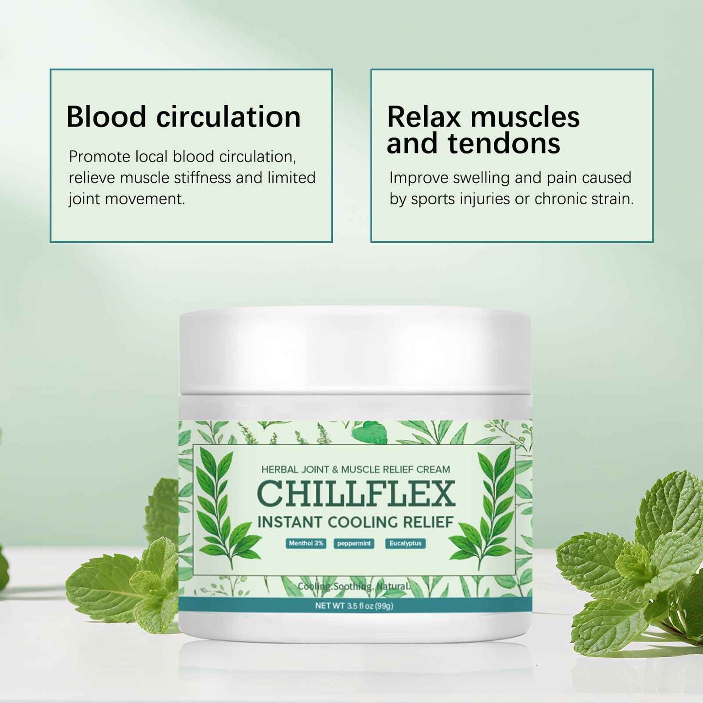 Chillflex Instant Cooling Relief Cream | Soothing Cooling Gel | 3% Extra-Strength Menthol Gel For Muscle | Post-Workout Recovery For Athletes & Runners | 3.52oz (1pc)