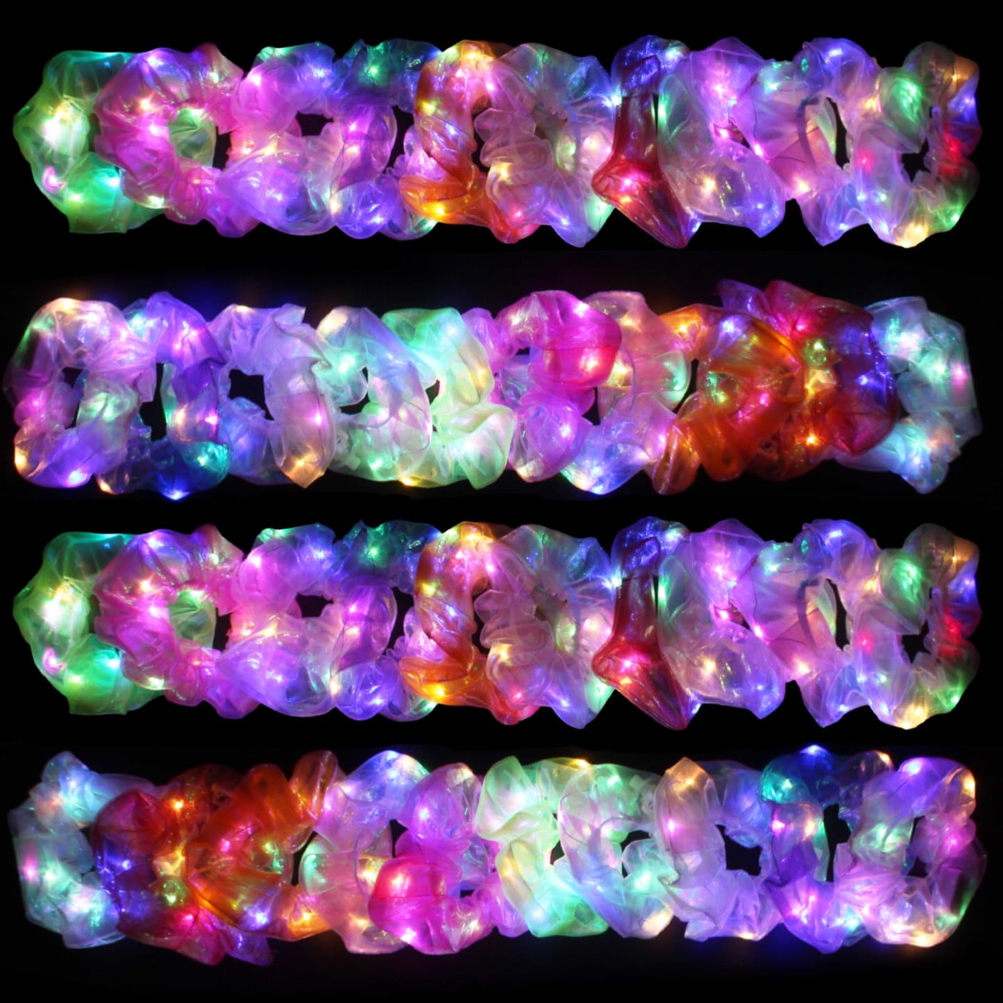 40 Pcs LED Scrunchies, Light up Hair Scrunchies, Glow in the Dark Hair Ties with 3 Light Modes, Neon Hair Accessories for Women Glow Hair Bands