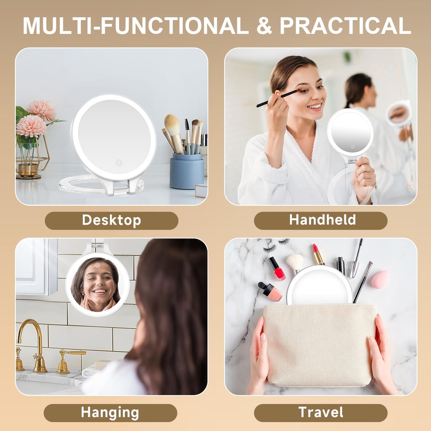 Mocado 1X/20X Magnifying Mirror with Light, Travel Makeup Mirror with Light
