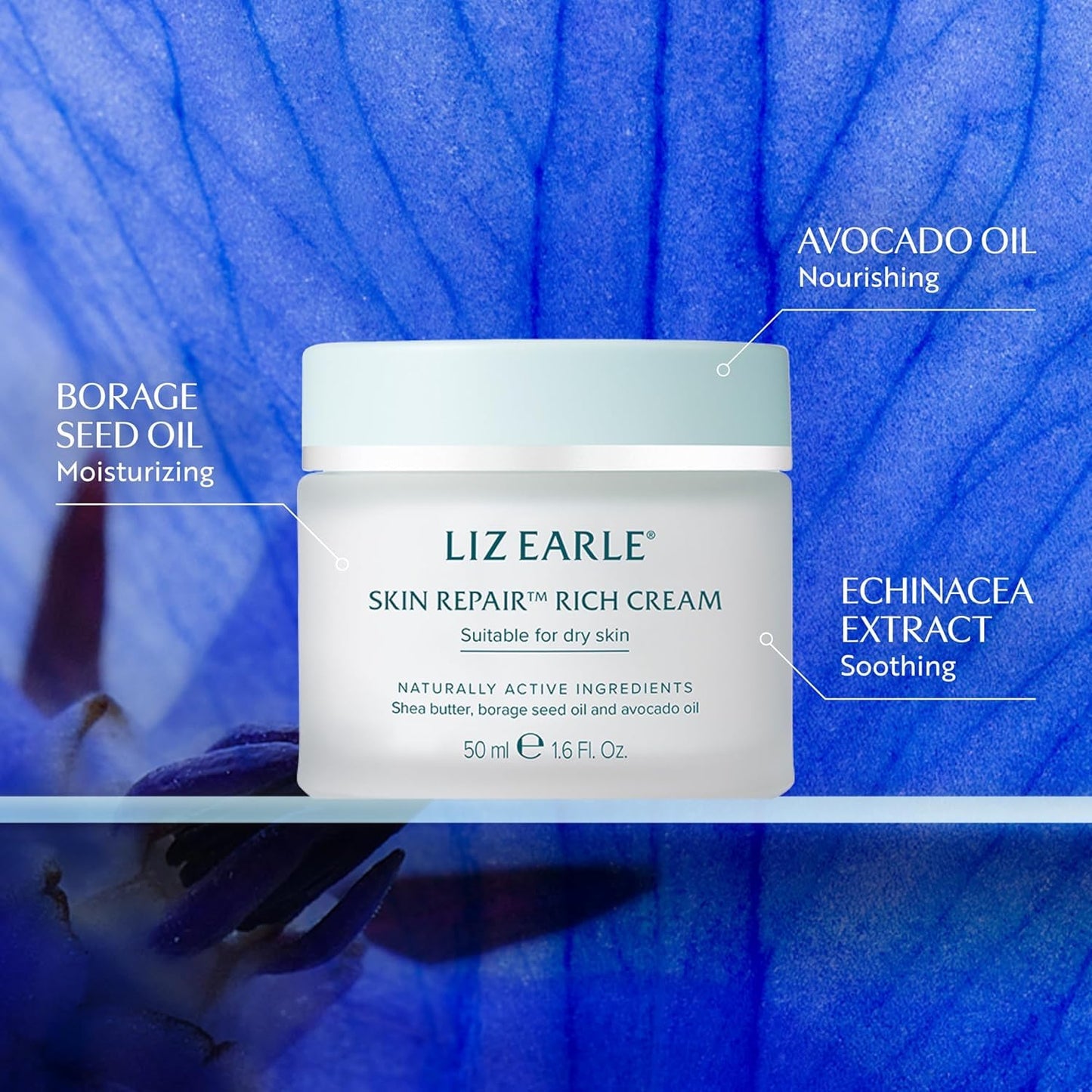 Liz Earle Skin Repair Rich Face Cream & Hydrating Moisturizer, 50 ml