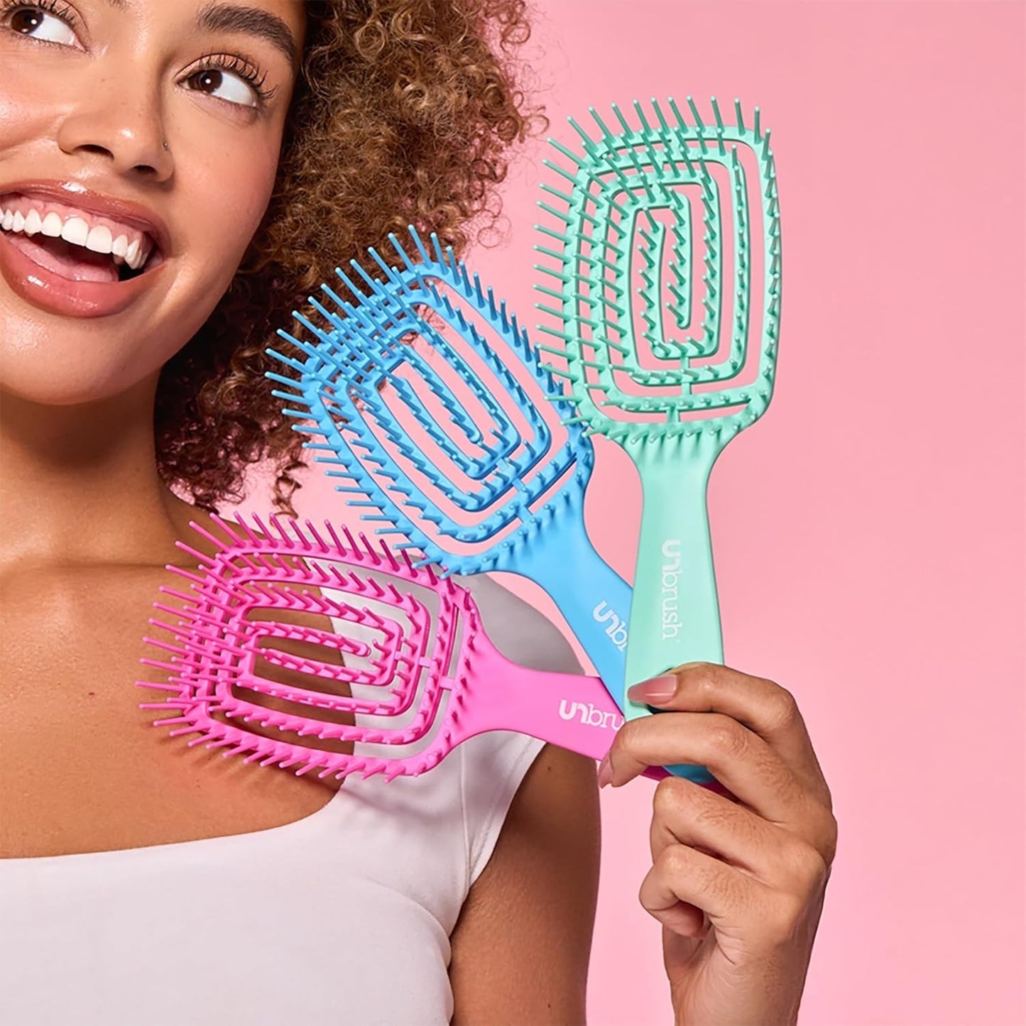 FHI Heat UNbrush Flex Detangling Brush — Ultra-Flexible, Pain-Free Hair Brush Detangler with DuoFlex Anti-Static Bristles for Removing Tangles, Massaging Scalp & Faster Styling - Blue