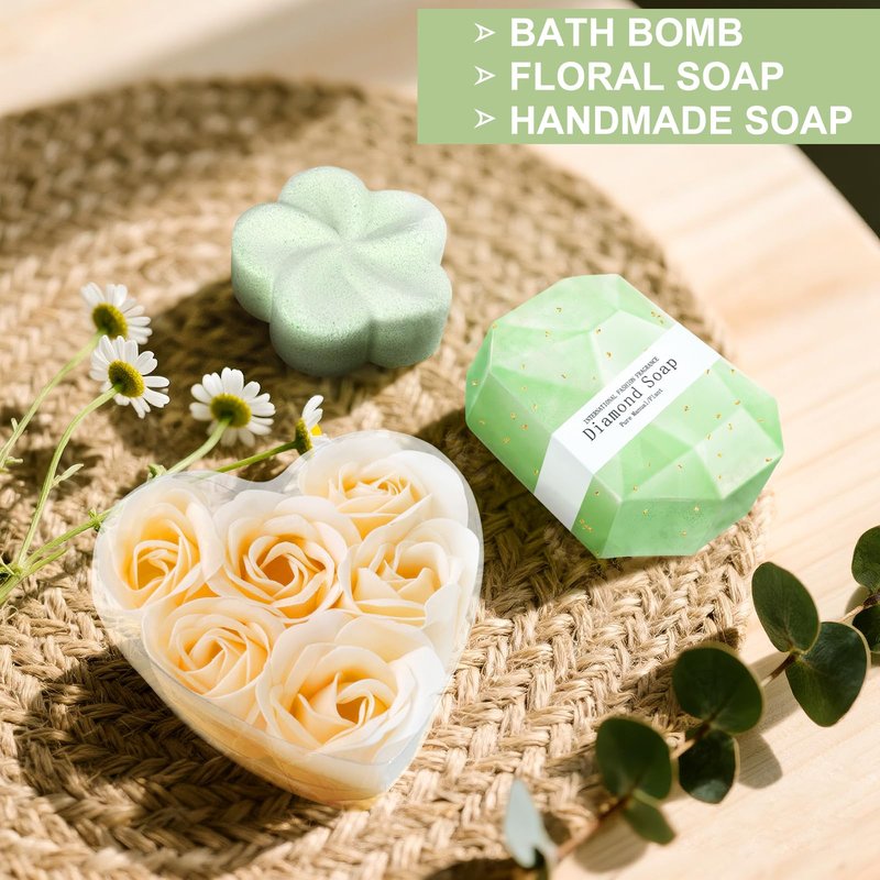 Birthday Gifts for Women Mother's Day Gift Self Care Get Well Soon, Flower Relaxing Spa Gift Basket Bath Set,Unique Luxury Self Care Box Gift for Mom Her Wife Sister Girlfriend, Girl Friend