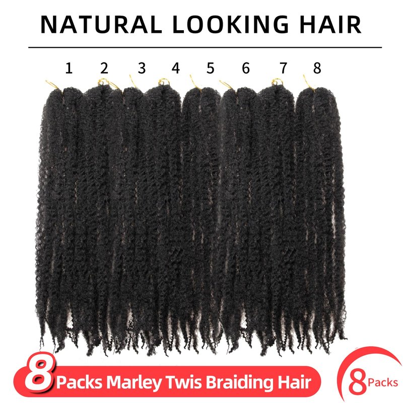 Marley Twist Braiding Hair 30 Inch Marley Twist Hair 8 Packs Cuban Twist Hair Afro Kinky Crochet Hair Synthetic Marley Hair Extensions (30 Inch(Pack of 8),1B)