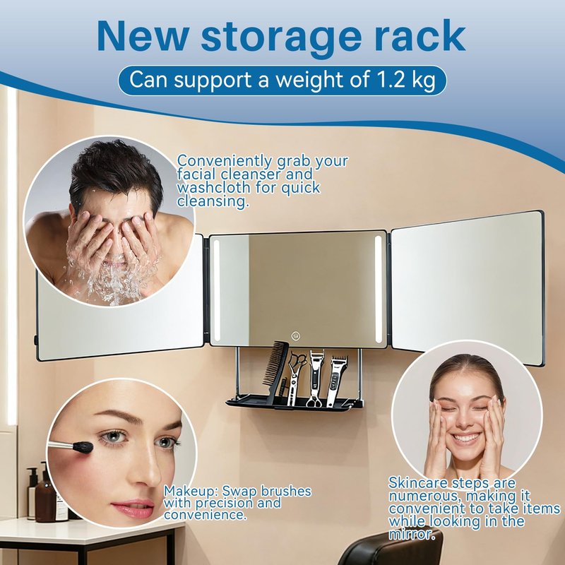 GOQELK 360 Self Hair Cutting Mirror – Premium HD Glass, Matte Anti-Fingerprint Finish, Anti-Fog, Adjustable & Portable Barber Mirror for Home & Travel
