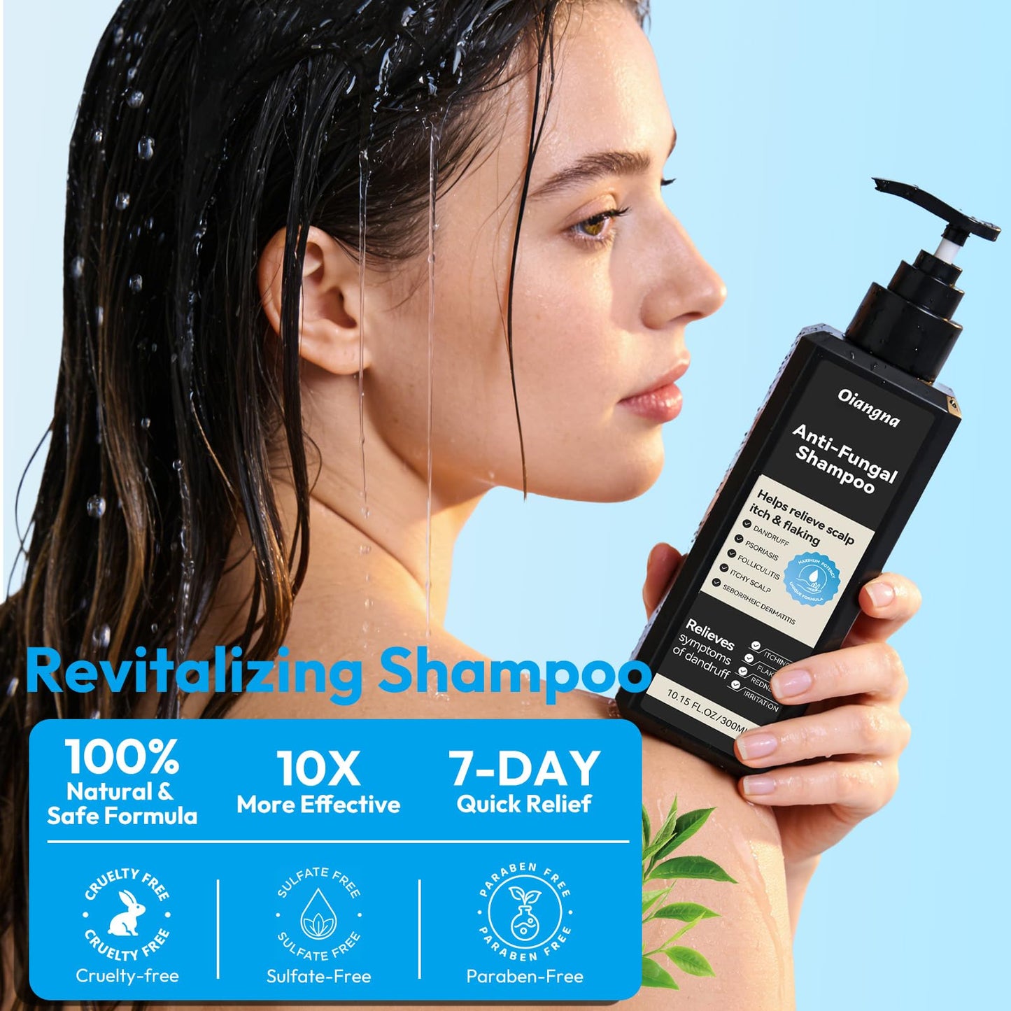 Oiangna Anti-Fungal Shampoo, Scalp Care Shampoo for Scalp Irritation, Dryness & Flaking, Plant-Based Formula Soothes Itchy & Dry Scalp, 10.15 fl.oz