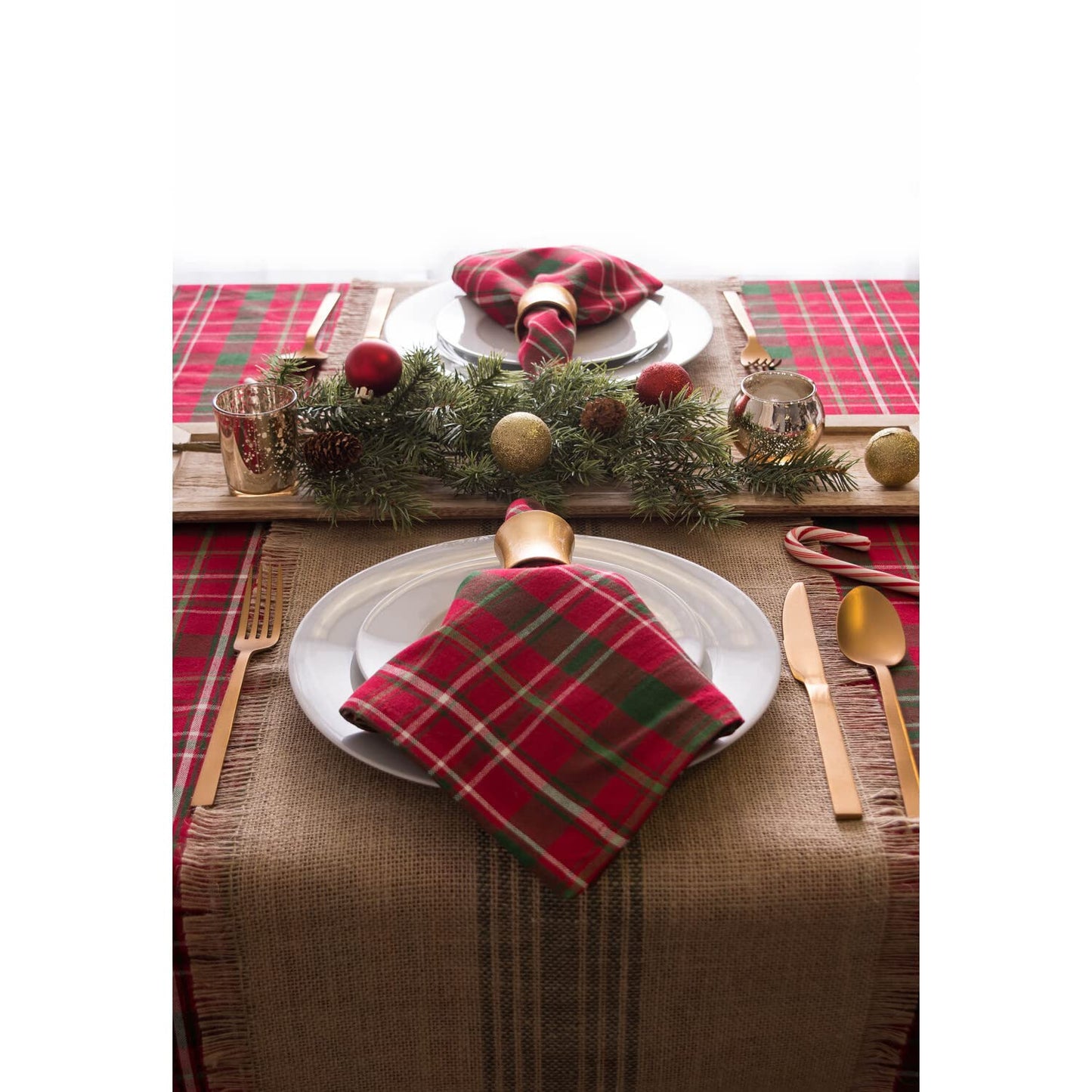 DII Jute Burlap Collection Kitchen Tabletop, Table Runner, 14x72, Middle Stripe Gray