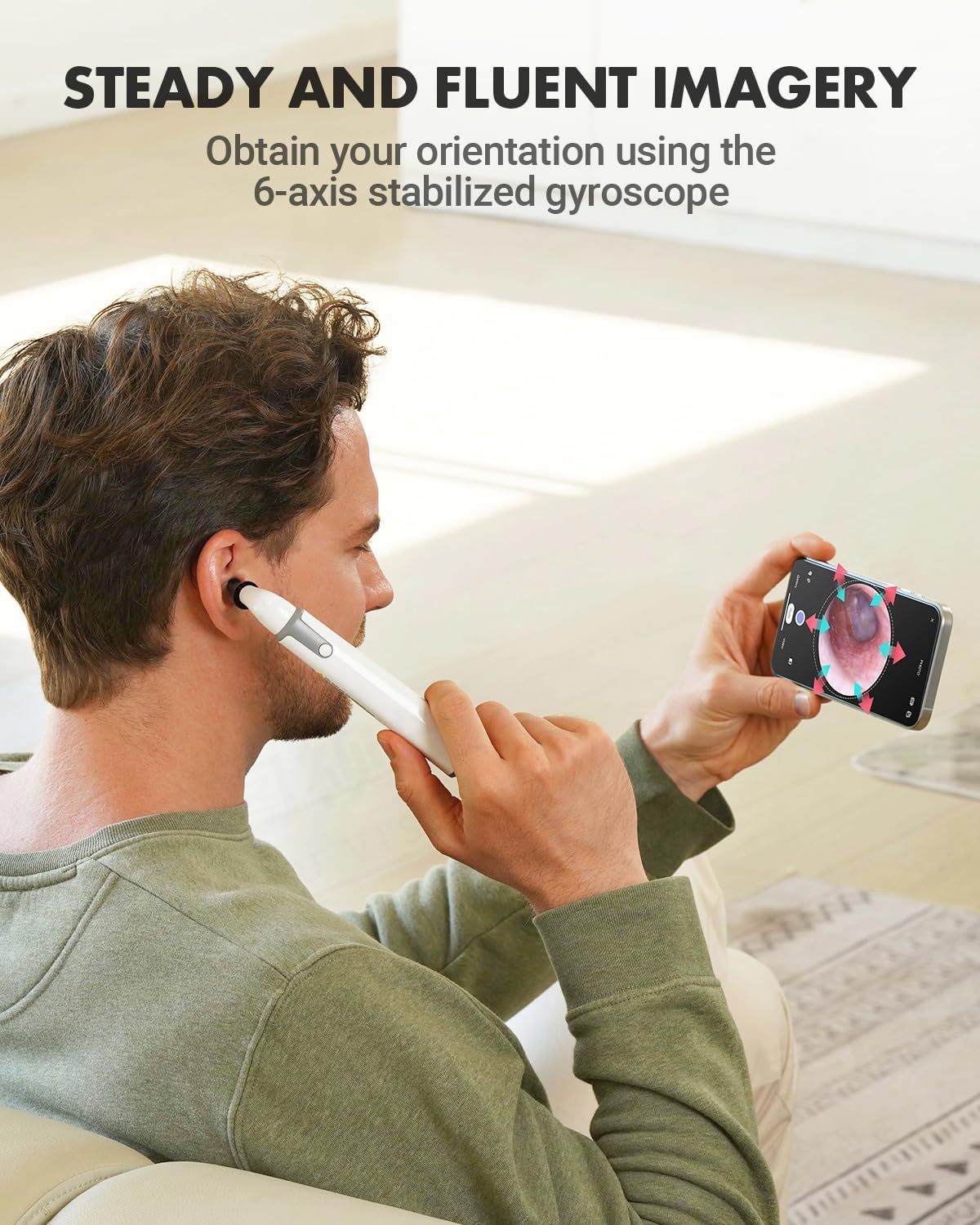 Wireless Otoscope - Dual View Ear Camera with Gyroscope & Light | 3.9mm Ear Scope for Kids, Adults & Pets, iPhone & Android Compatible