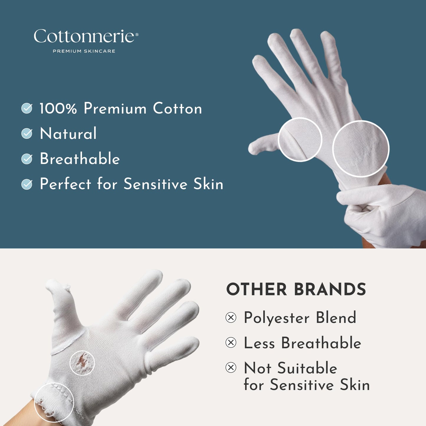 8 Pairs Cottonnerie Original Cotton Gloves for Dry Hands Sleeping, Moisturizing Gloves Overnight, Hand Moisturizer Gloves, Moisture Gloves for Dry Hands Overnight, Sleeping Gloves, Medium