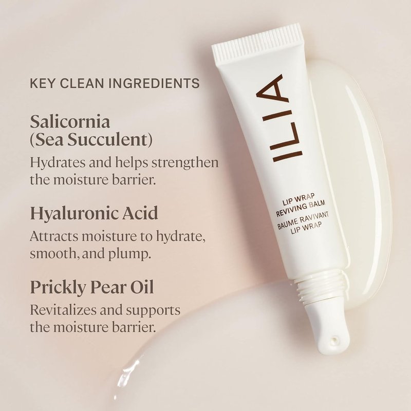 ILIA Lip Wrap Reviving Balm - Hydrating, Smoothing & Plumping | Hyaluronic Acid & Sea Succulent | Vegan, 0.23 fl oz