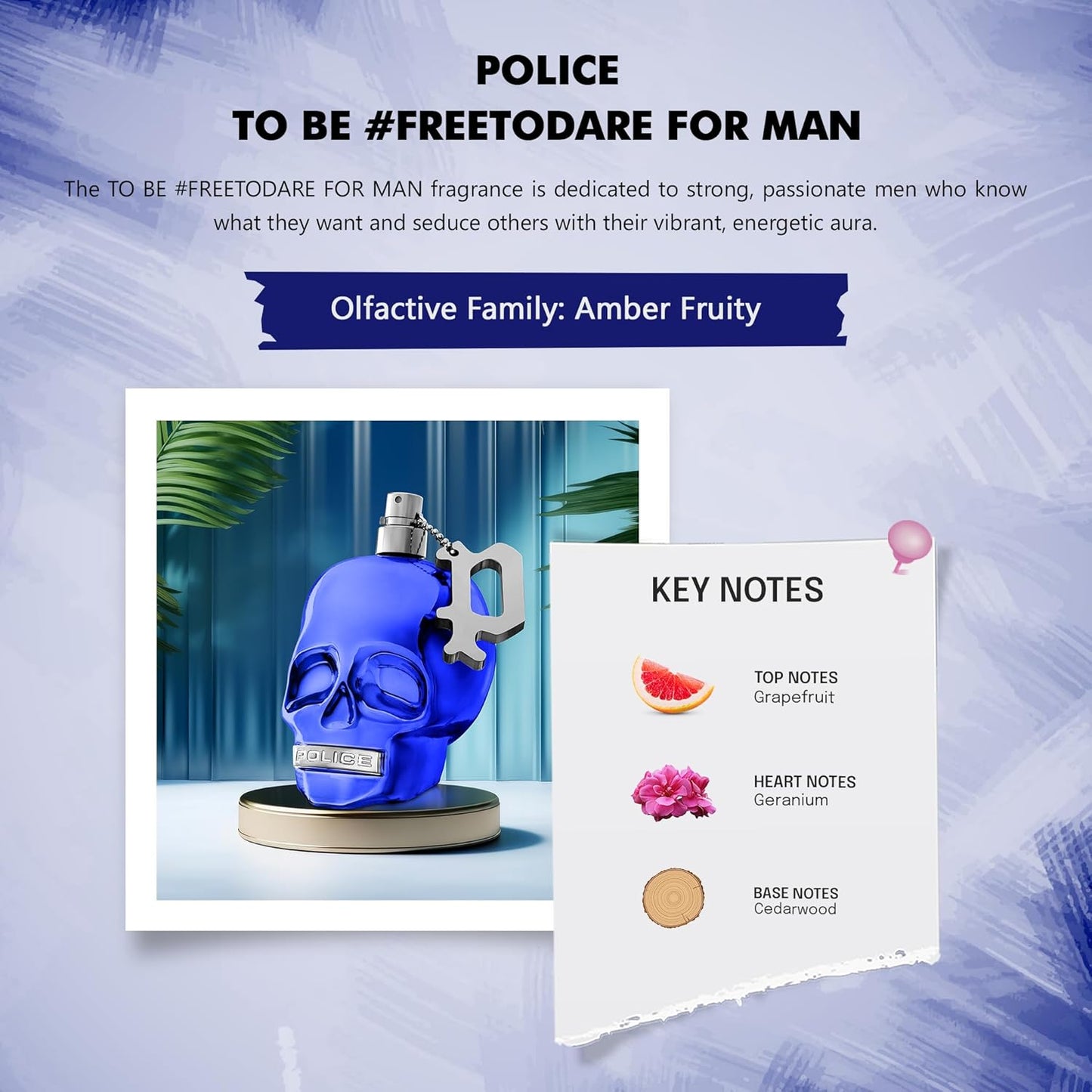 Police TO BE #FREETODARE Man Cologne - Long-Lasting EDT Body Spray | Amber & Fougère Scent for Confident Men - 4.2 oz