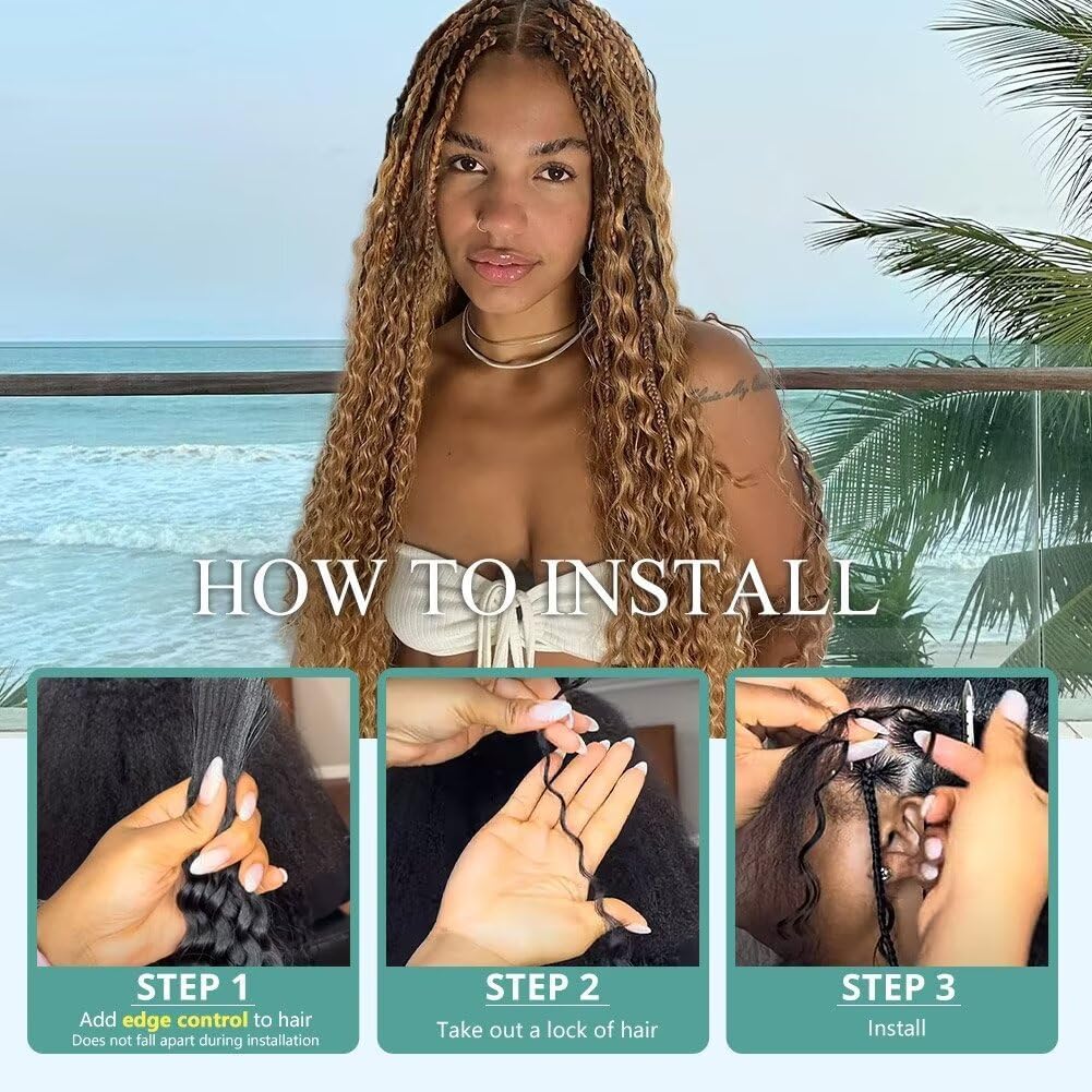 50g 20 Inch Deep Wave Bulk Human Braiding Hair Honey Blonde Human Braiding Hair for Boho Braids 1 Bundle/Pack No Weft Color 27# 100% Brazilian Human Braiding Hair Extensions for Micro Braiding