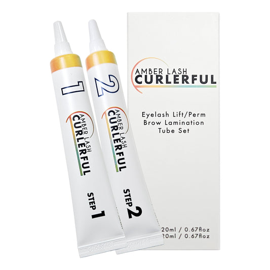 Amber Lash Curlerful, Brow Lamination Tube Set, For Professional Brow Perm, Step 1 & Step 2, 20 ml / 0.67 floz each