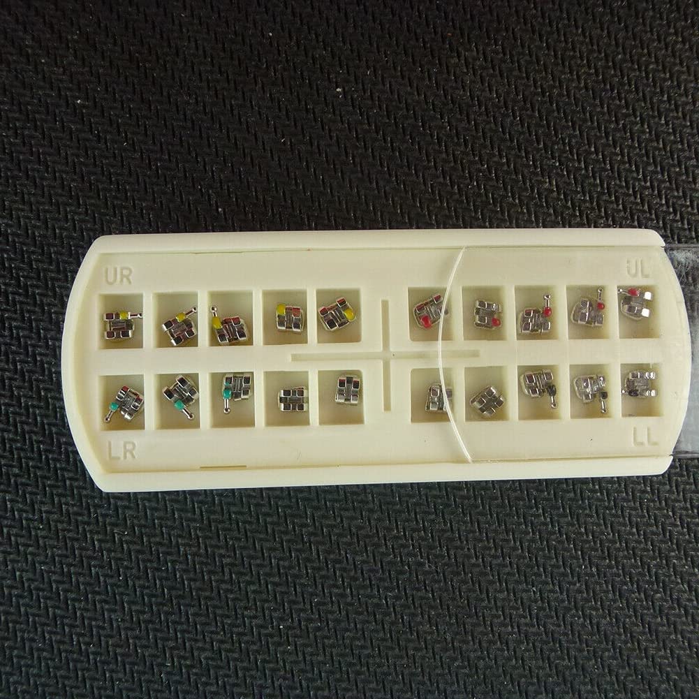 SNAWOP Dental Orthodontic Brackets Mini Metal Tooth Braces Roth/MBT (2 Packs Roth 022 3-4-5 with Hooks)