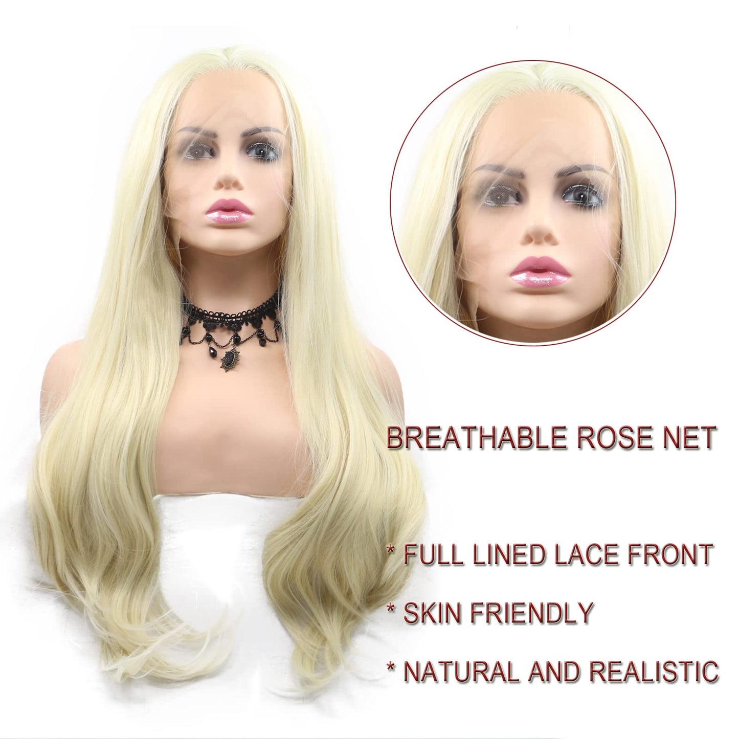AFBeauty 613 Blonde Wig Realistic Glueless Lace Front Wig Long Wavy Wigs for White Women 613 Hd Lace Frontal Wig Natural Hairline Synthetic Heat Resistant Fiber Hair Daily Cosplay 24Inch Real Hair