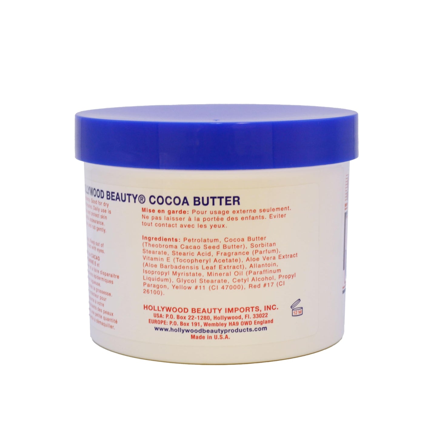 Hollywood Beauty Cocoa Butter Skin Cream - 25 oz. - With Vitamin E - Enrich, Soothe, & Smooth Dry Skin