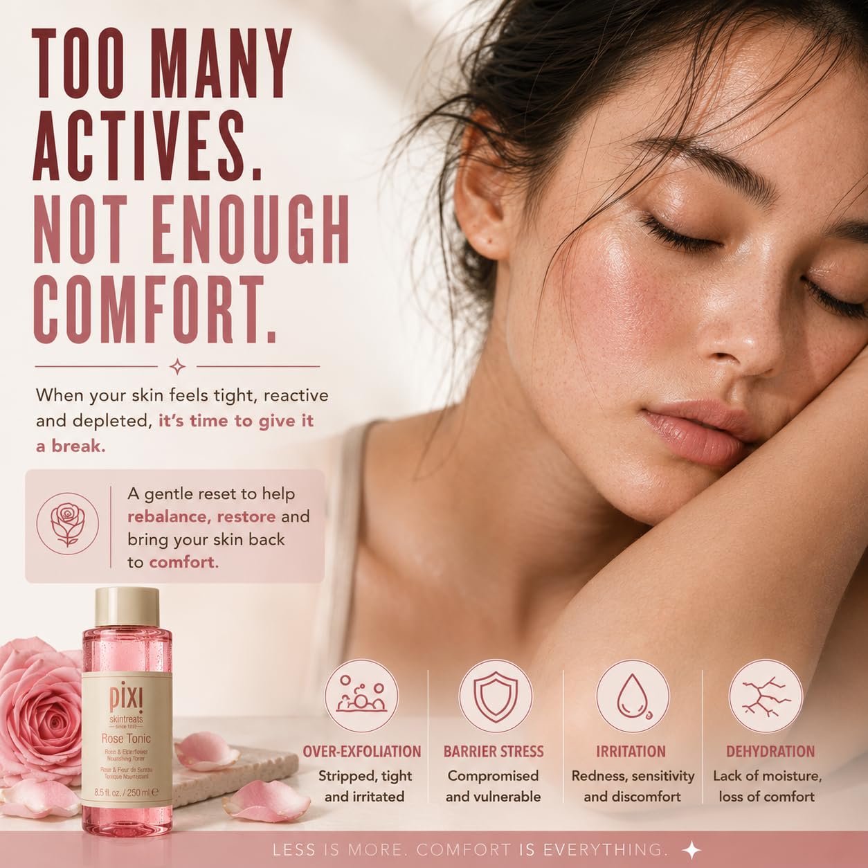 Pixi Rose Tonic Rose Hydrosol Toner Hydrates Skin, Minimize Redness, Rehydrates and Replenishes, 8.5 fl oz/250ml