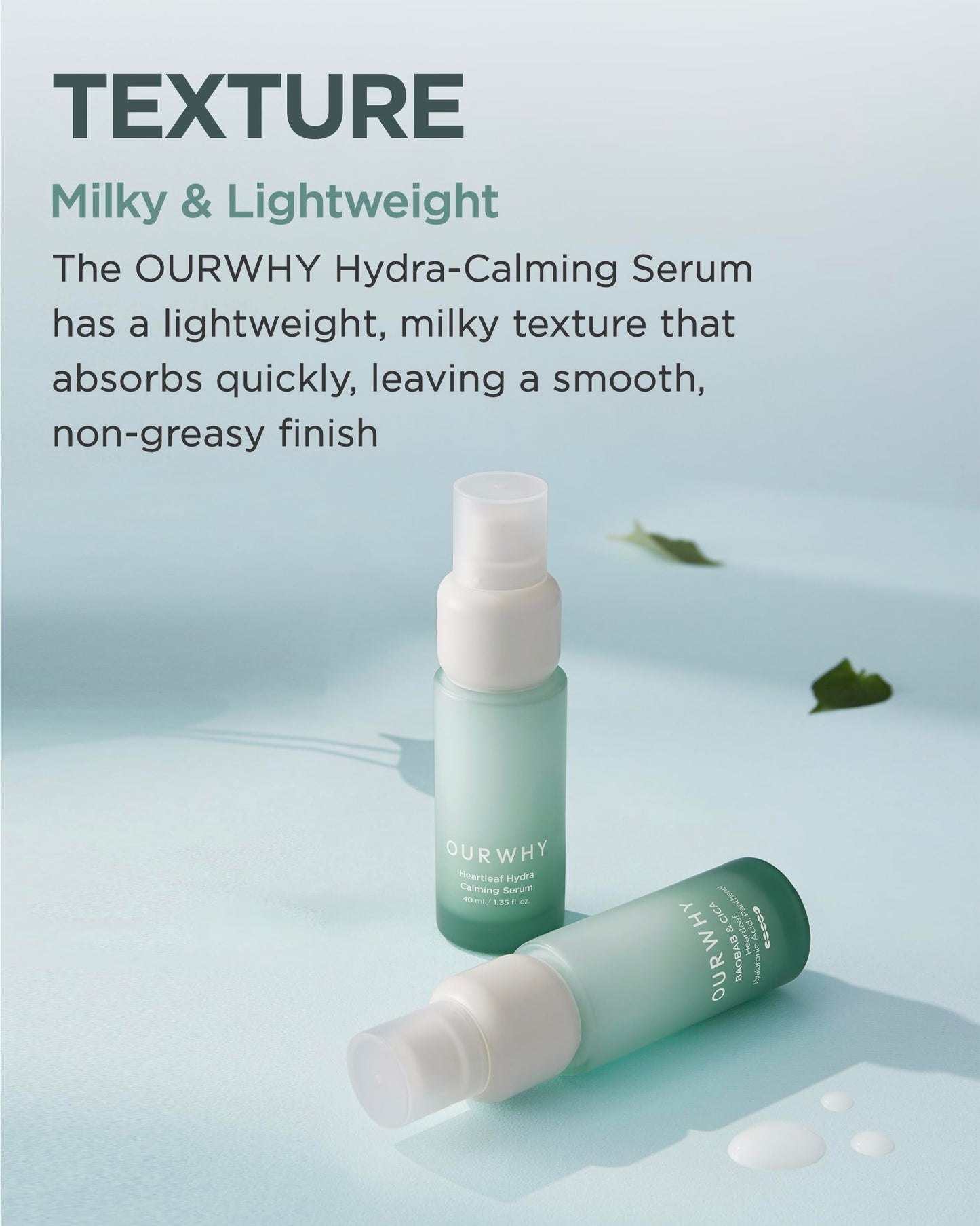 OURWHY Heartleaf Hydra Calming Serum (1.35fl oz) - Soothing & Hydrating Serum for Sensitive Skin. With Heartleaf Extract, Hyaluronic Acid & Panthenol