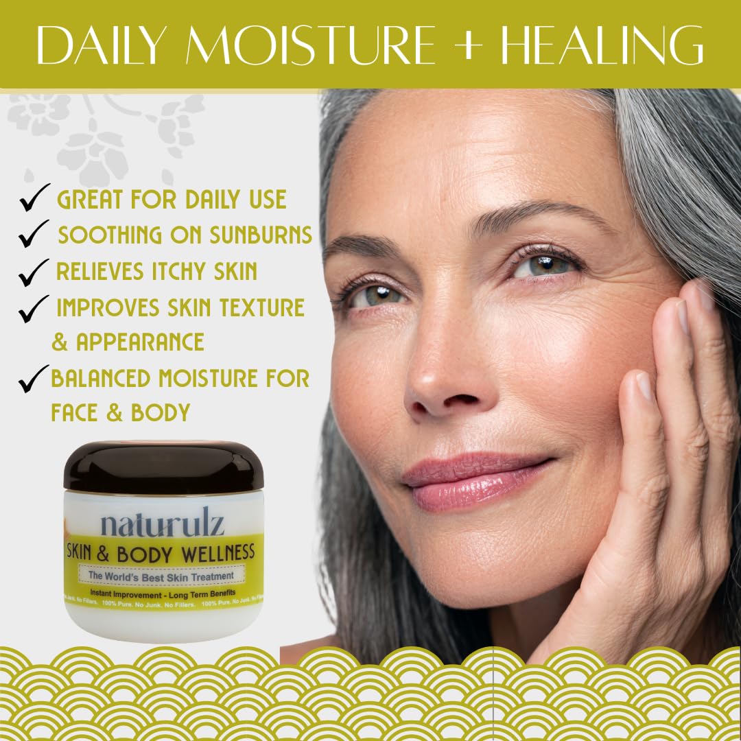 Naturulz Skin & Body Wellness 4oz – Fast-Absorbing Everyday Moisturizer with Nourishing Coconut oil. Antioxidant-rich Skin Barrier Formula With Vitamin E, Vitamin A (retinoids) and Green Tea.