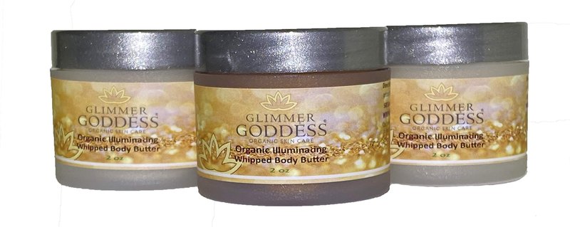 GLIMMER GODDESS Shimmer Body Butter with Organic Whipped Shea Butter for Hydration, Moisturizing & Silky Natural Glow - Bronze, Diamond & Rose Gold in Sexy, 2oz, Pack of 3