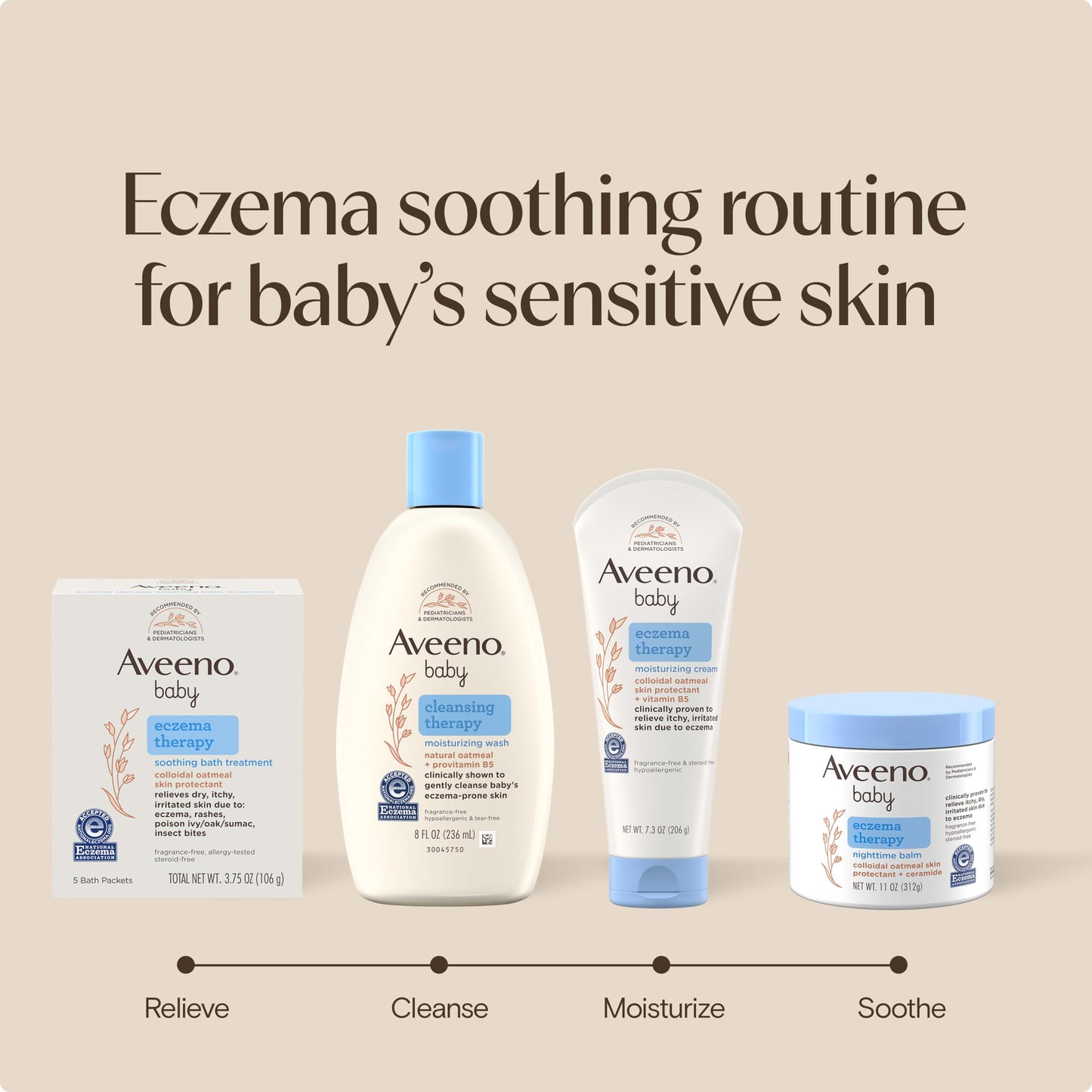 Aveeno Baby Eczema Therapy Nighttime Body Balm, Moisturizing Eczema Balm for Babies with Colloidal Oat & Ceramide, Soothes Dry, Itchy Skin, Hypoallergenic, Fragrance & Steroid Free, 11 oz