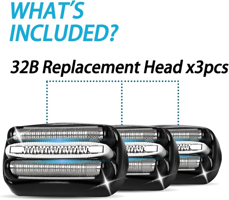 Electric Replacement Heads for Series 3 Shavers - 3 Pack Compatible with 3040s, 3080s, 370cc, 3070cc & More