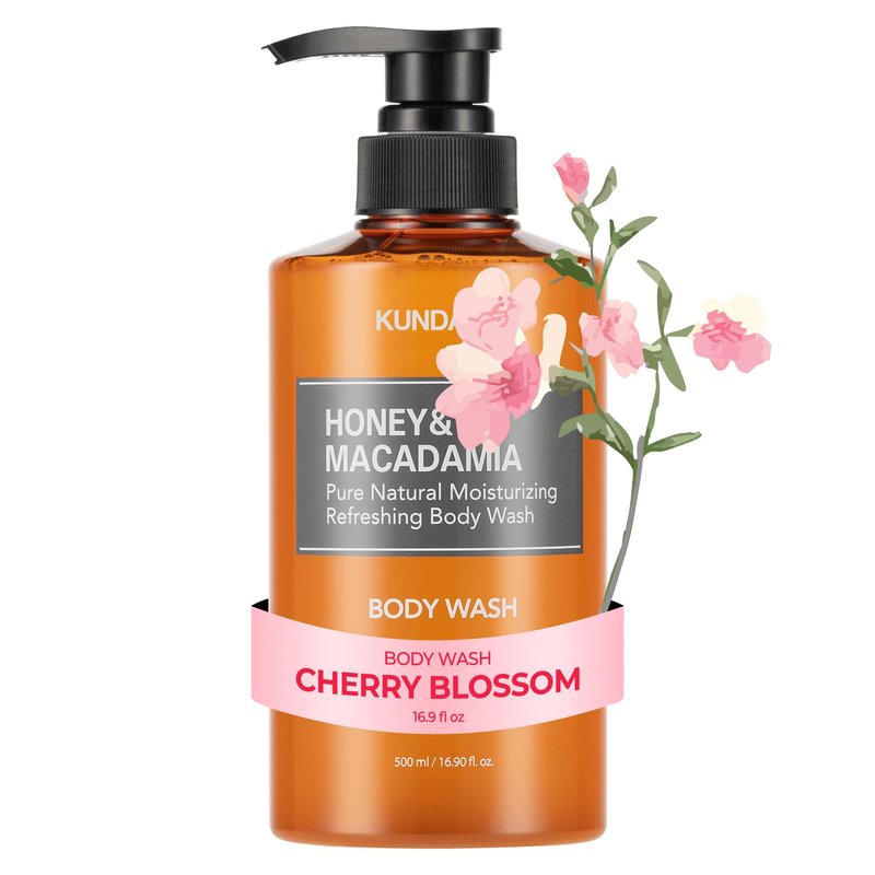 KUNDAL Nature Honey & Macadamia Natural Moisturizing Body Wash, Natural Extracts, 10,000 ppm Honey, Safe for All Ages, Soft & Smooth Skin 16.9 fl oz (Pack of 1) (Cherry Blossom)